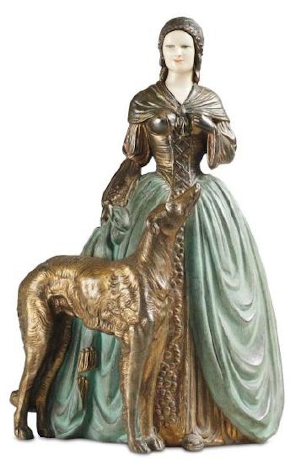 Jeune femme au chien by Demetre Chiparus