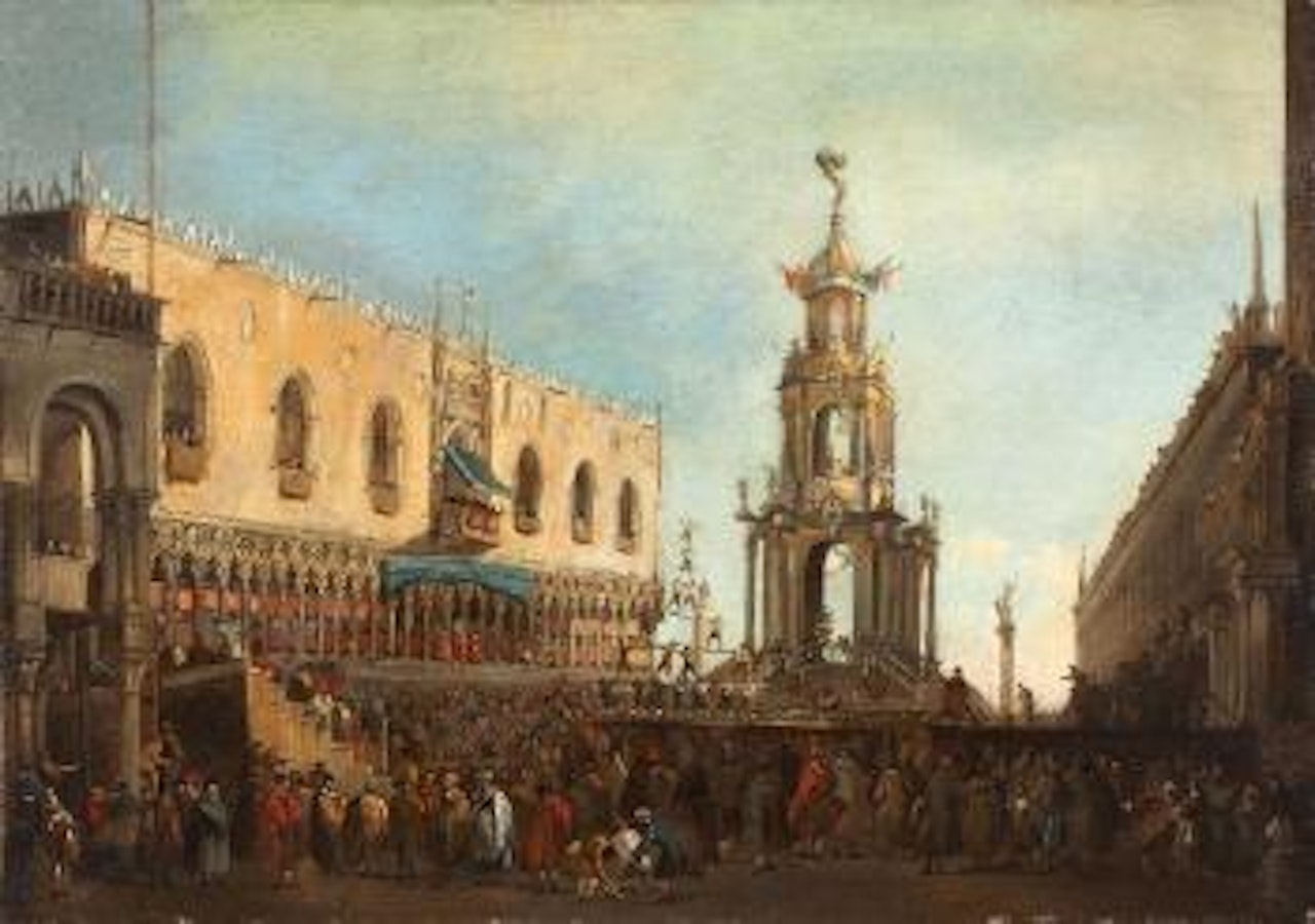 Der Doge Bei Der Feier Des "Giovedí Grasso" Auf Der Piazzetta by Canaletto
