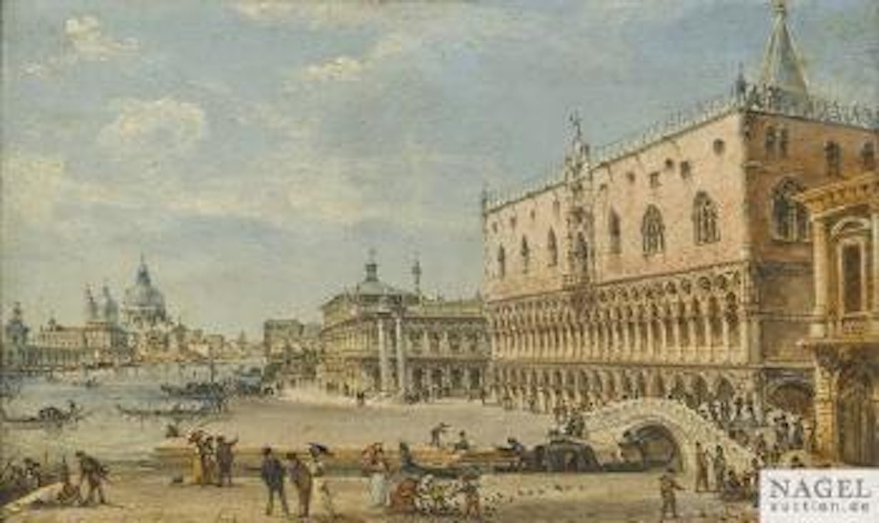 Blick Auf Den Dogenpalast, die Piazzetta und das Bacino di San Marco in Venedig, Im Hintergrund die Kirche Santa Maria della Salute by Carlo Grubacs