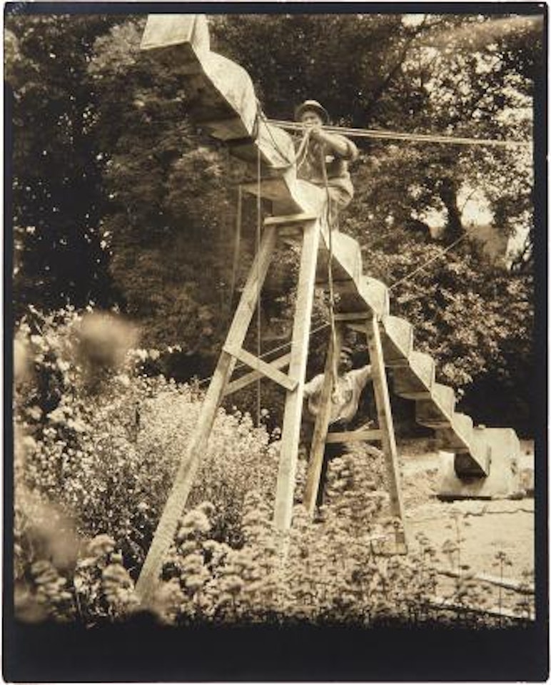 Brancusi, Endless Column in Steichen's Garden, Voulangis, France by Edward Steichen