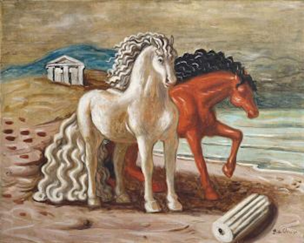Cavalli in riva al mare by Giorgio de Chirico
