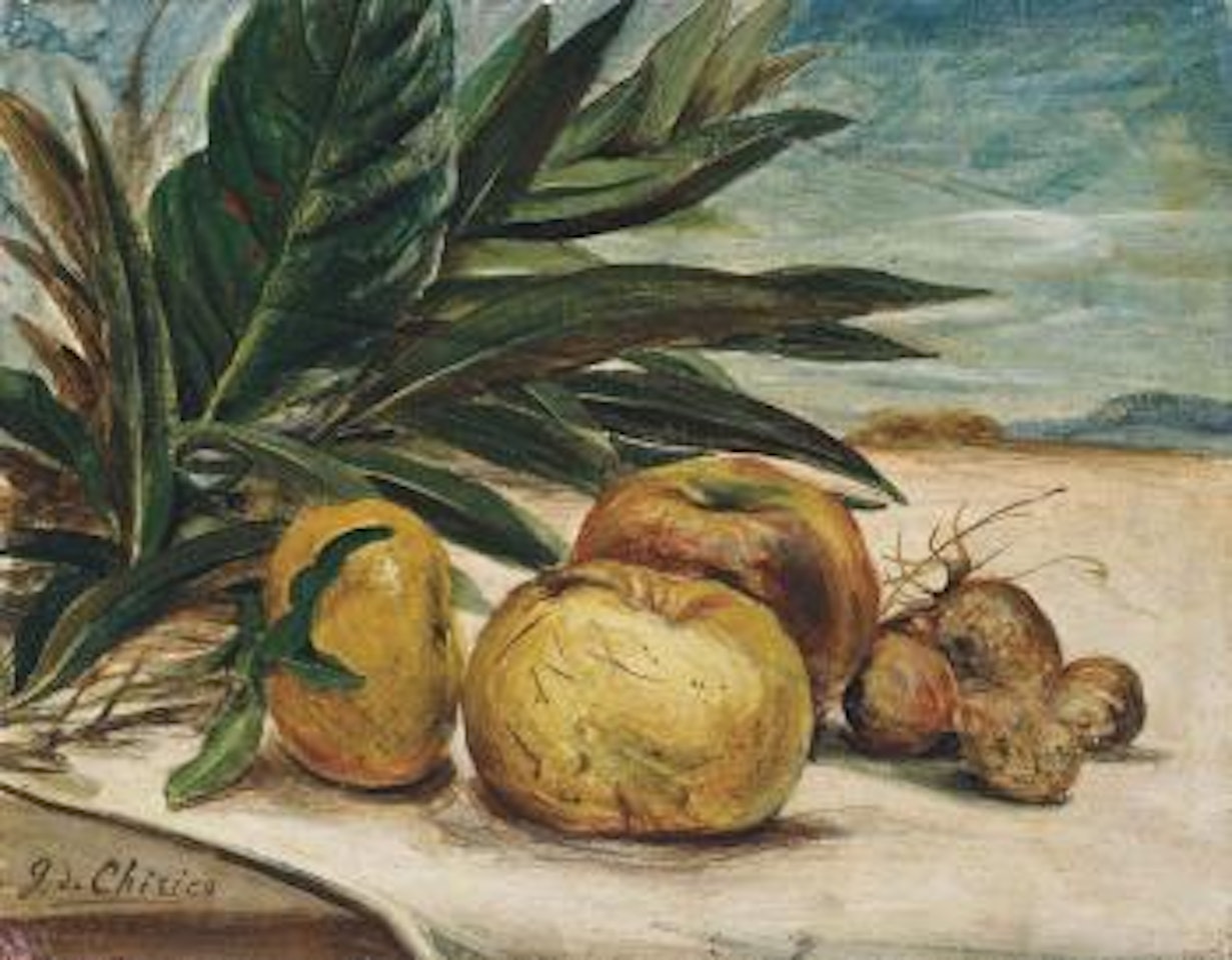 Vita silente di mele, arance e fragole by Giorgio de Chirico