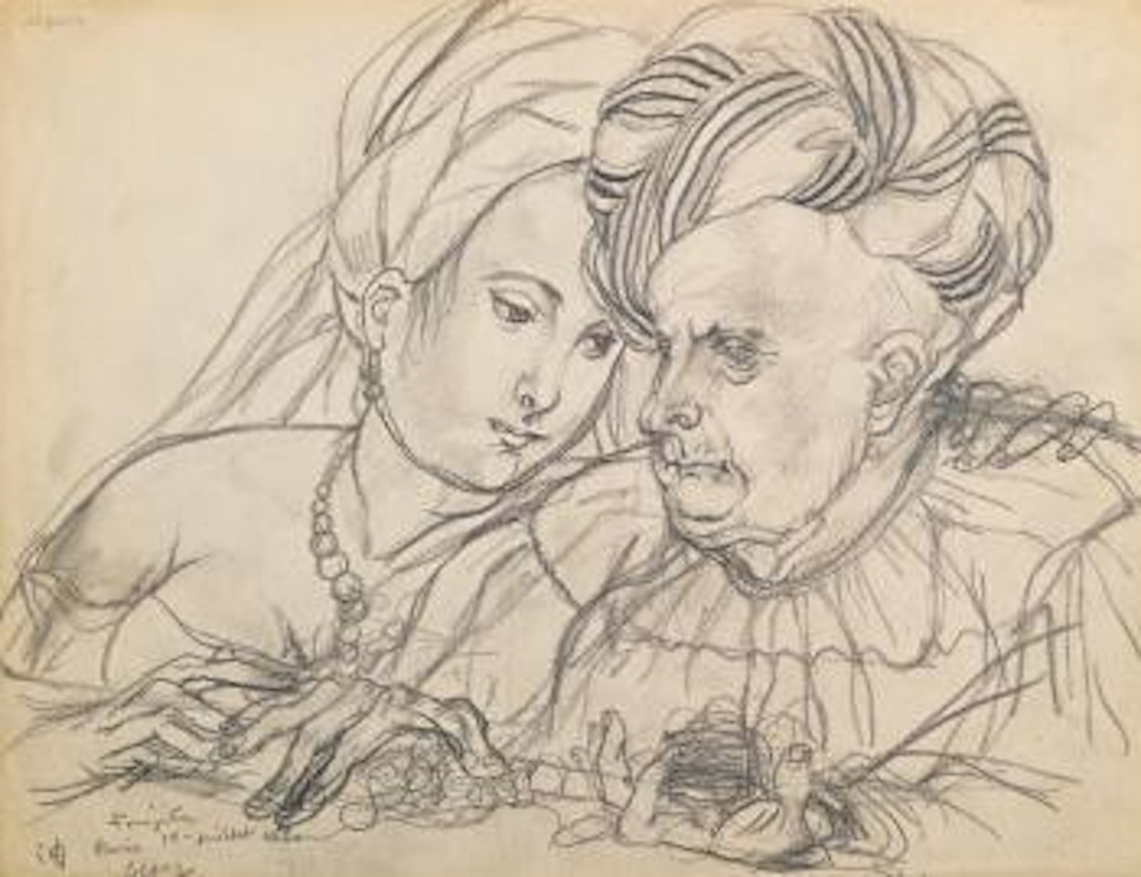 Le Joaillier Et La Courtisane Intéressée by Leonard Tsuguharu Foujita