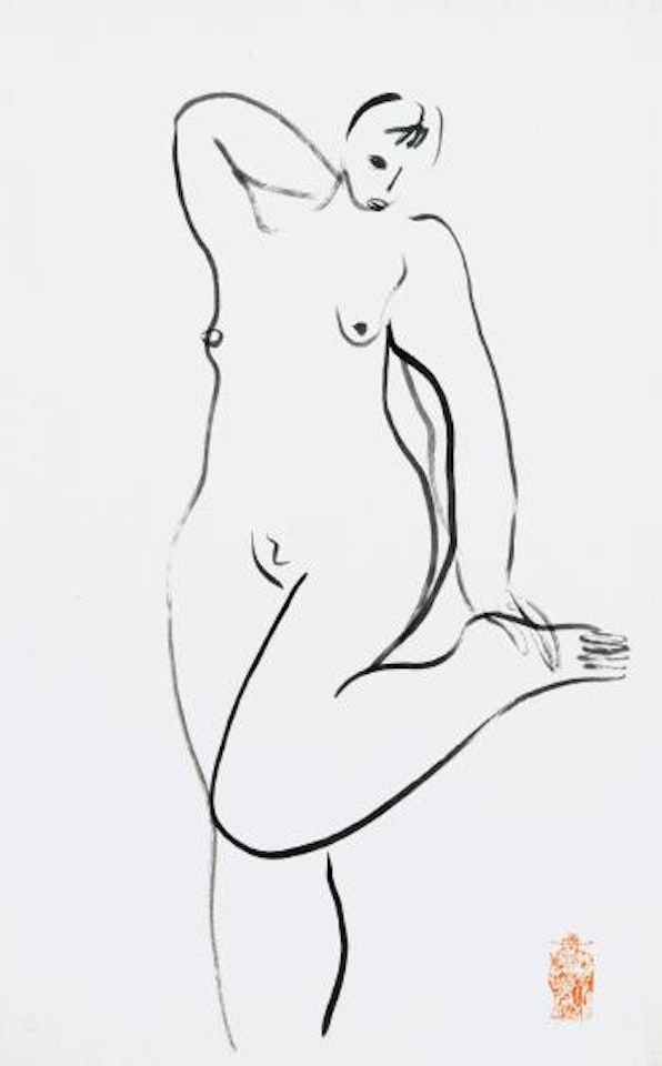 Nu Debout Se Tenant Le Pied (Standing Nude Holding Her Foot) by Sanyu