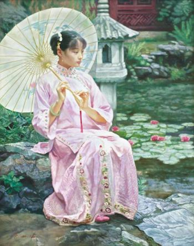 Girl In Pink With Parasol by Chen Yiming