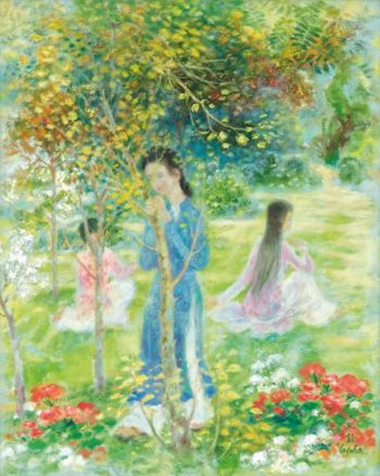 Three Ladies In A Garden by Le Pho