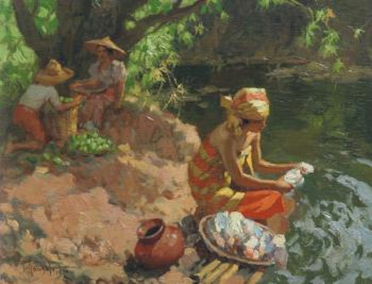 Washing By The River by Fernando Amorsolo