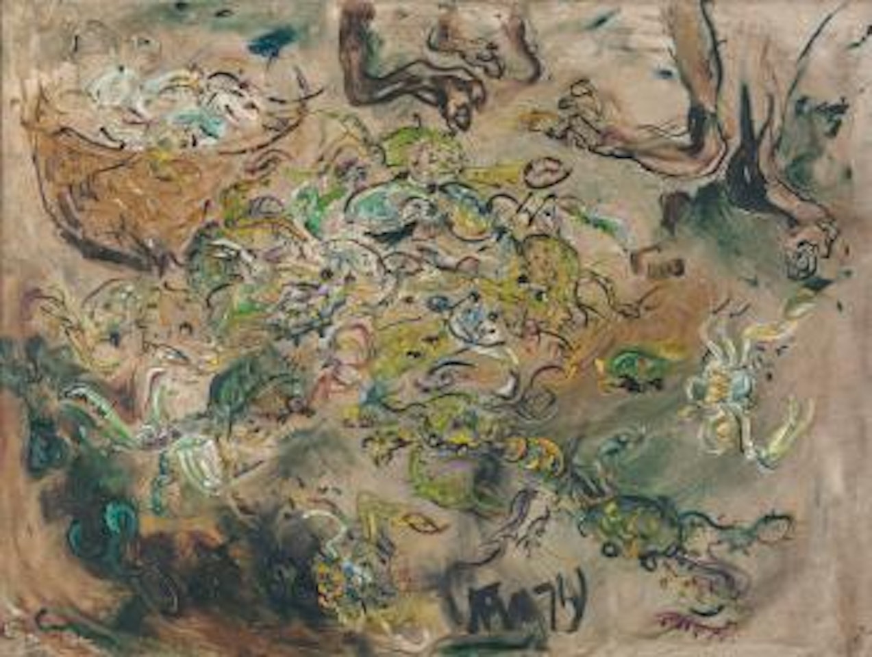Menangkap Kepiting (Crabs) by Affandi