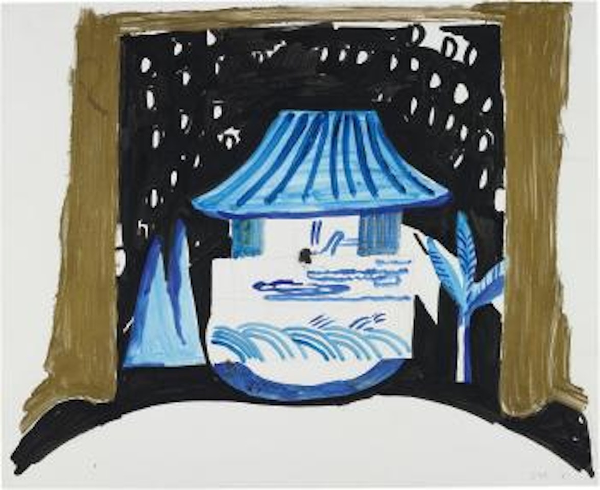 Mountain, Tree, Palace and Seashore from Le Rossignol by David Hockney