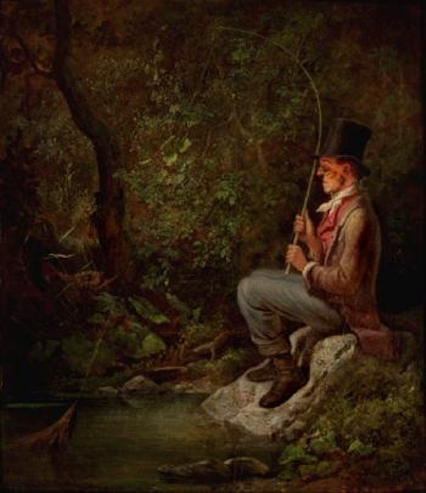 Der Angler am Waldbach by Carl Spitzweg