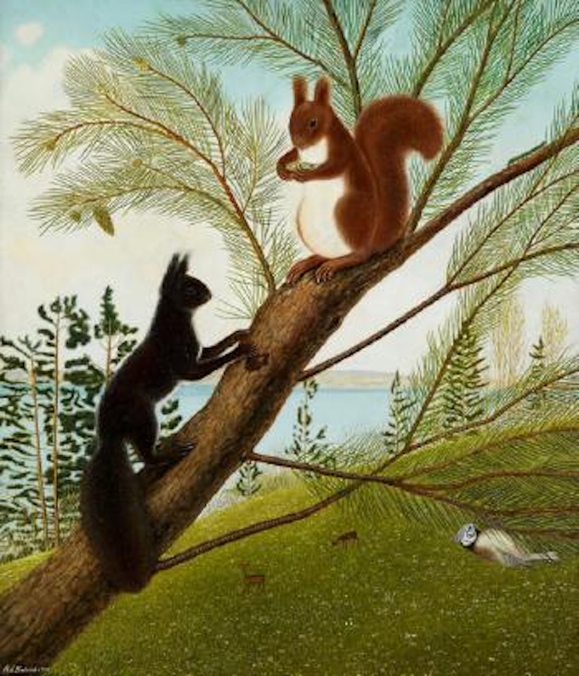 Zwei Eichhörnchen by Adolf Dietrich
