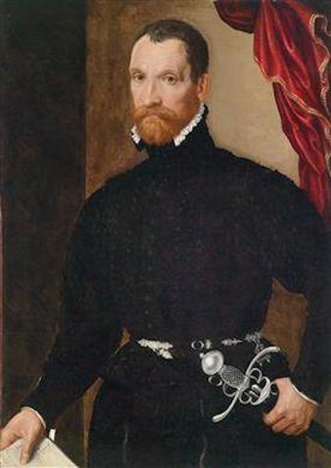 Portrait of a Gentleman, carrying a sword and holding a letter by Florentine School