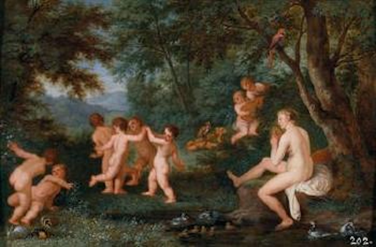 Frolicking Putti with the Bath of Venus: an Allegory of Love by Pieter van Avont by Jan Brueghel the Younger