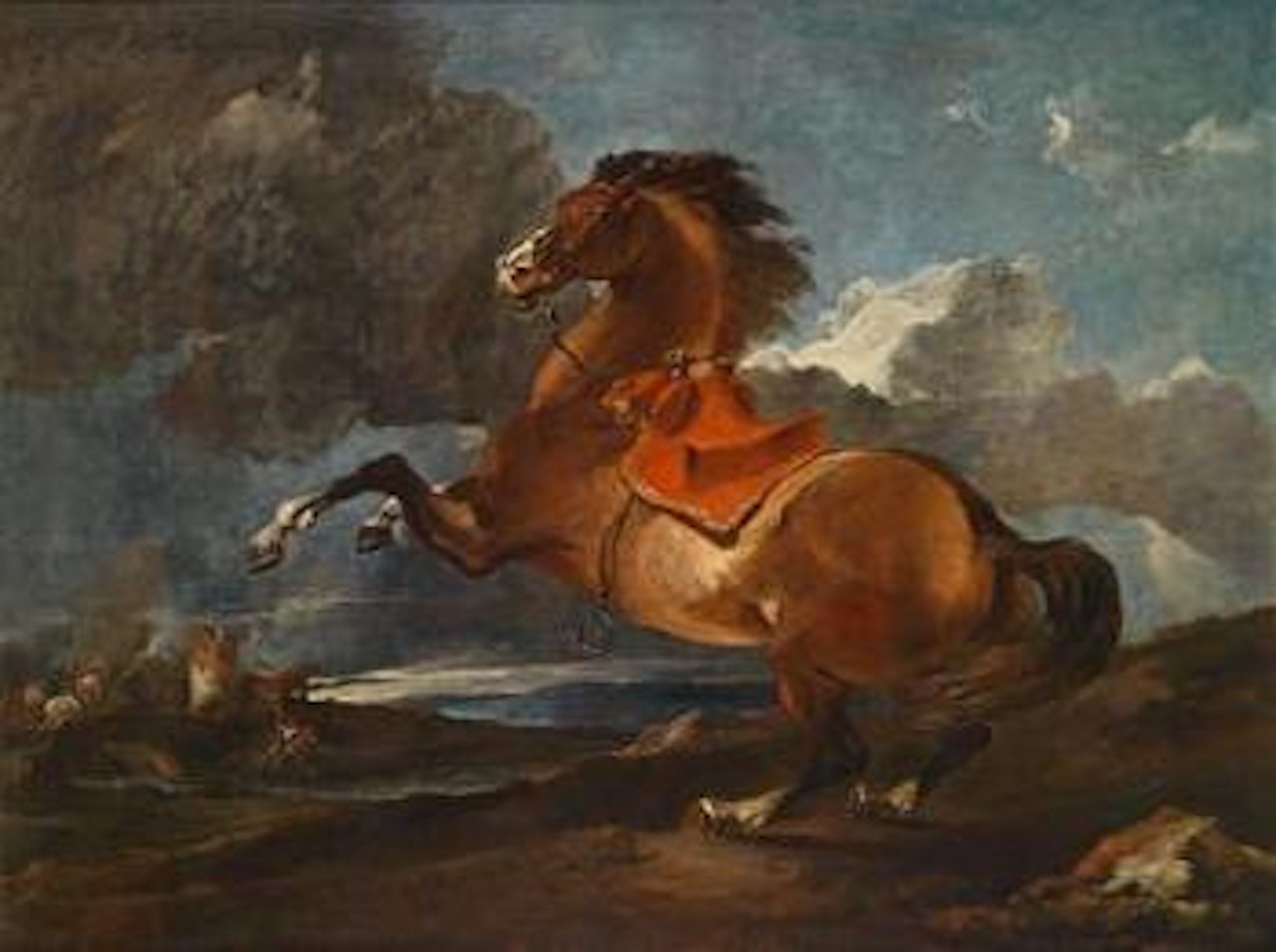 Study of a rearing horse in a battle by Venetian School
