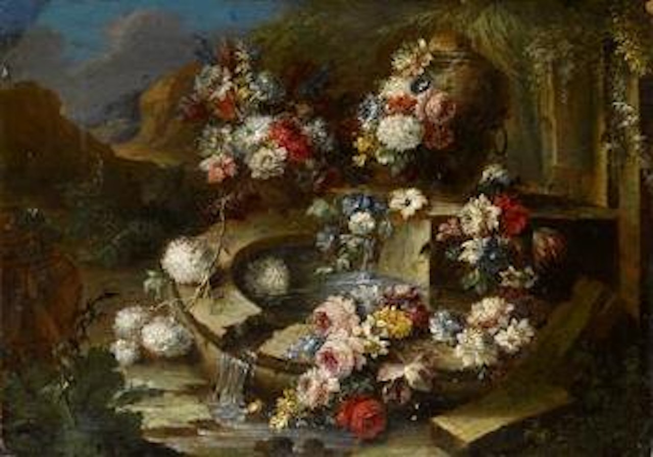 Pair of floral still lifes by Gasparo Lopez