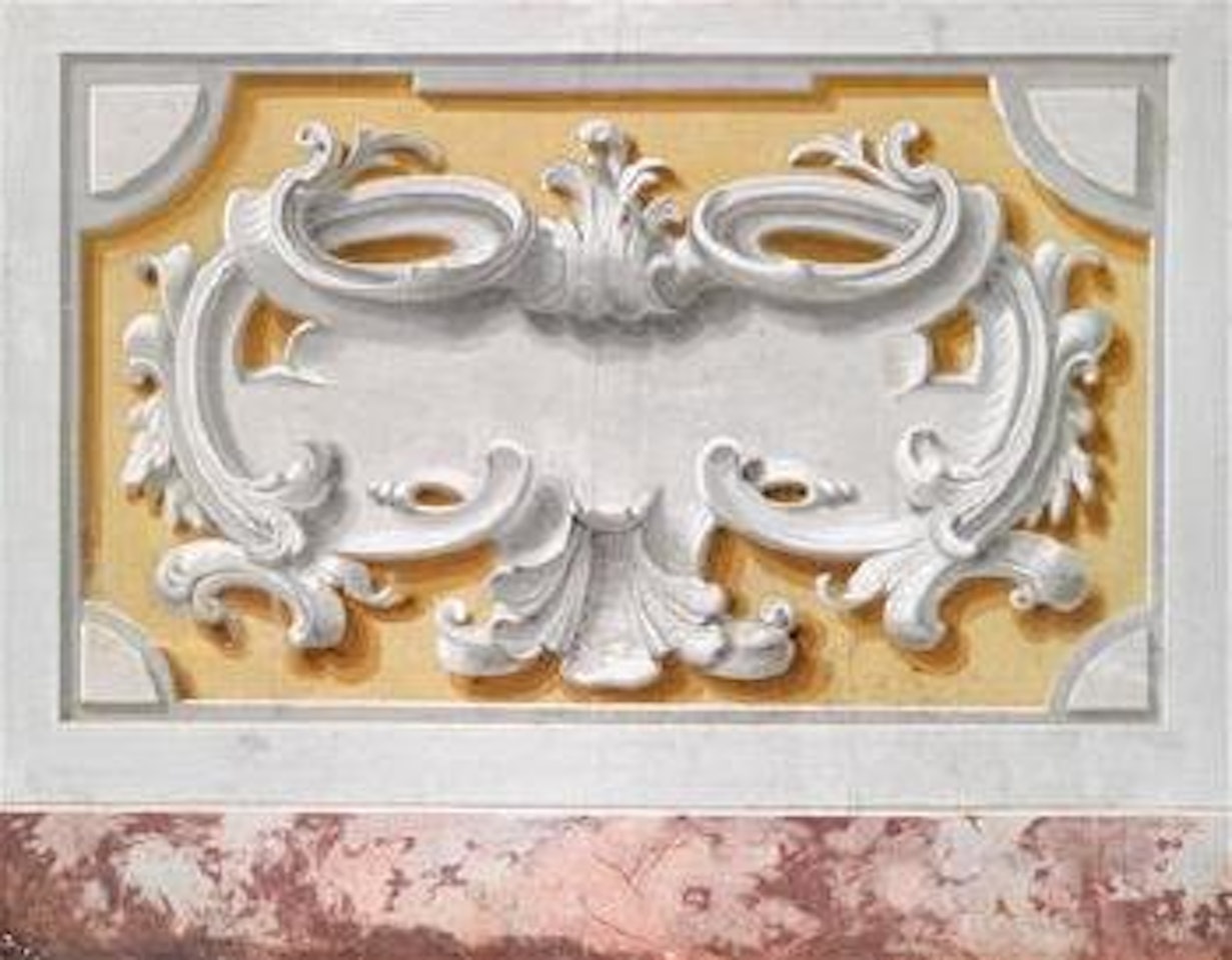 Pair of decorative Baroque trompe-l’oeil painting by French School