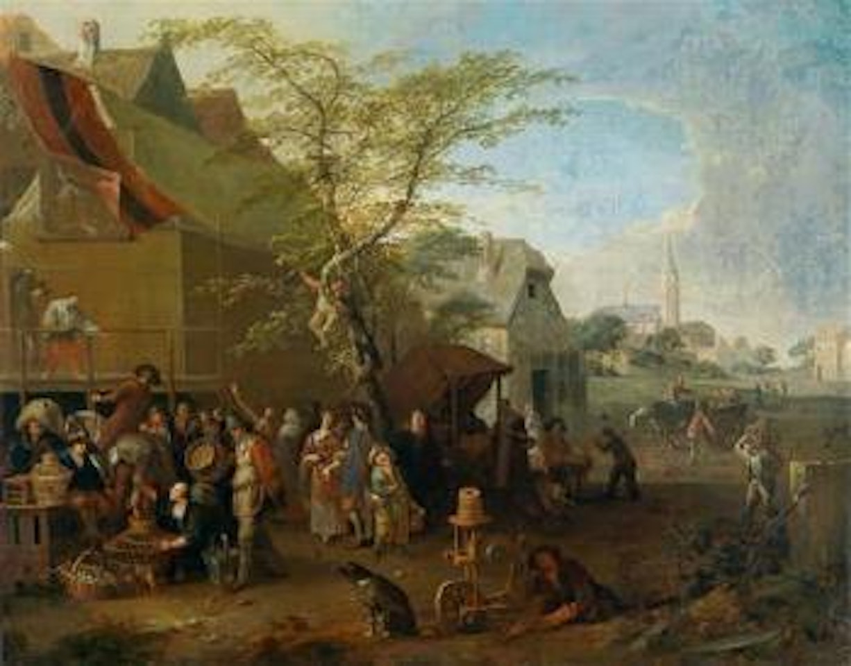 Village market scene by Joost Cornelisz Droochsloot