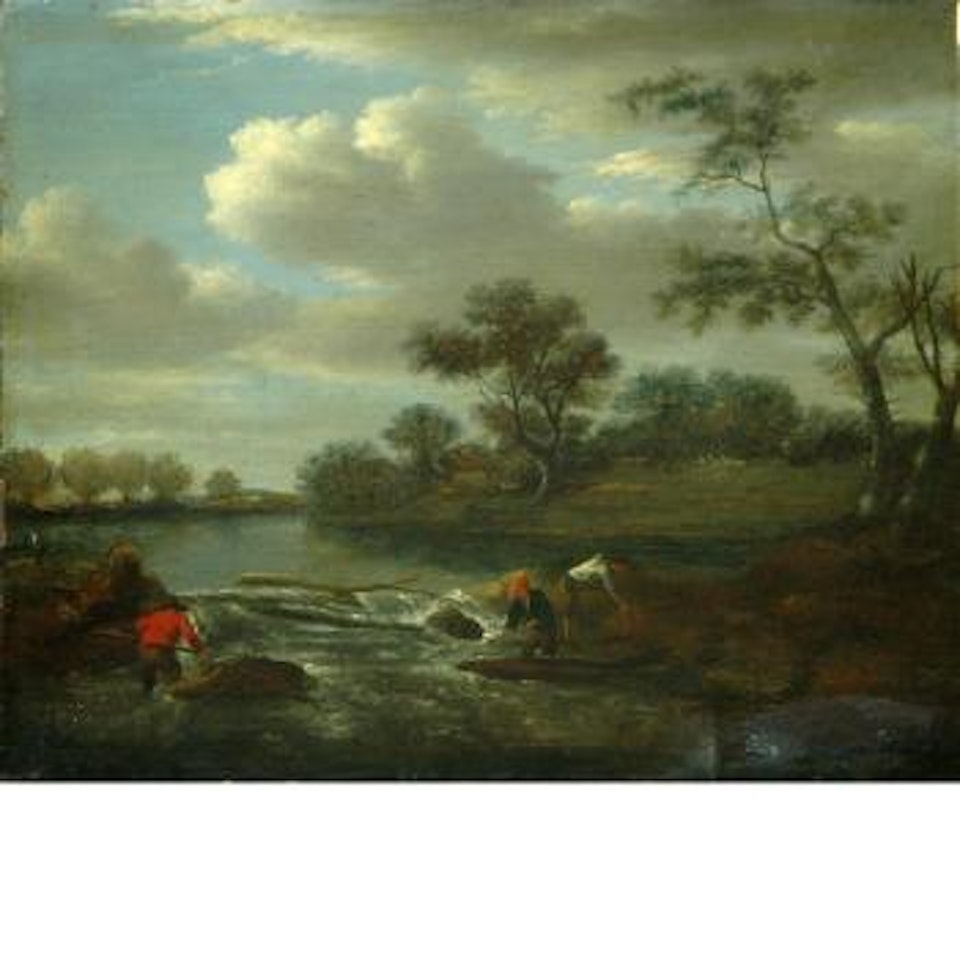 Men Building a River Dam by David Teniers II