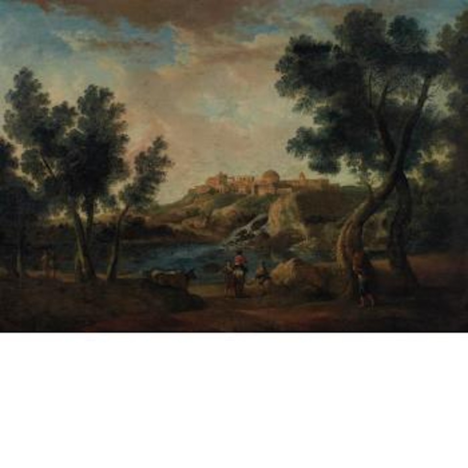 Figures On a Road In An Italian Landscape by Francesco Zuccarelli
