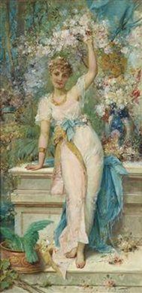 Beauty in a Flowering Garden by Hans Zatzka
