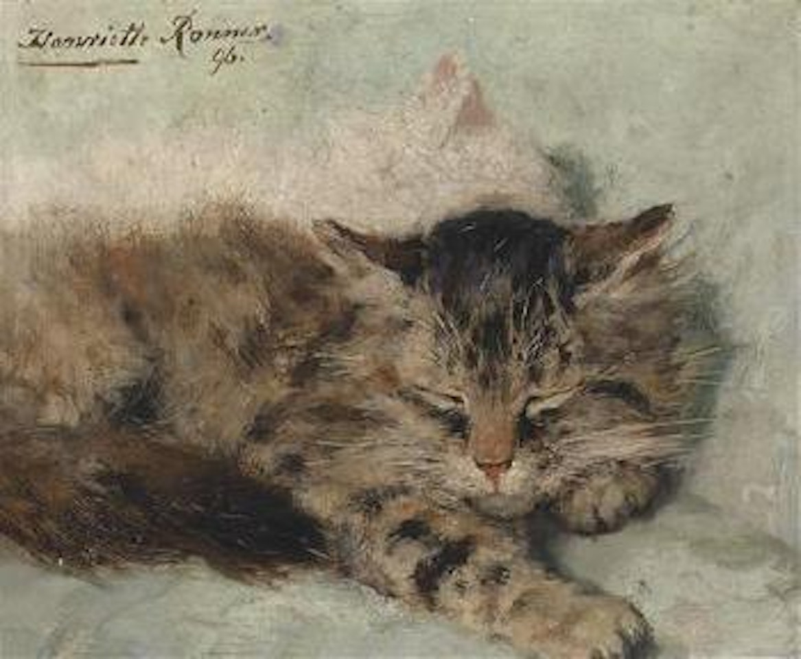 Two Sleeping Kittens by Henriette Ronner-Knip