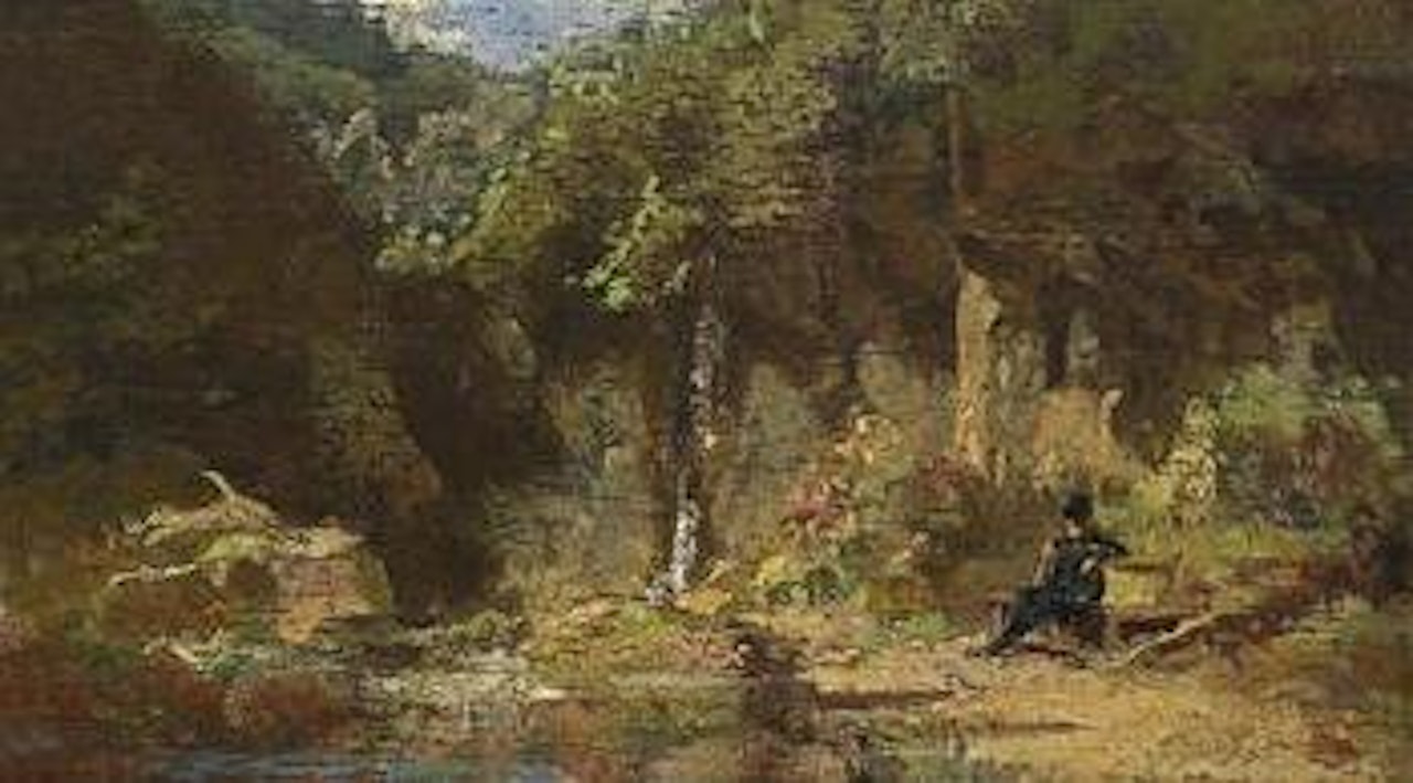 Widower, Resting by a Waterfall by Carl Spitzweg