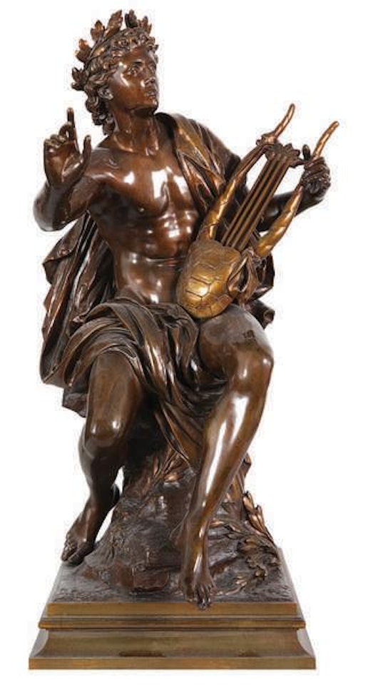 Apollon à la lyre, assis sur un rocher by Mathurin Moreau