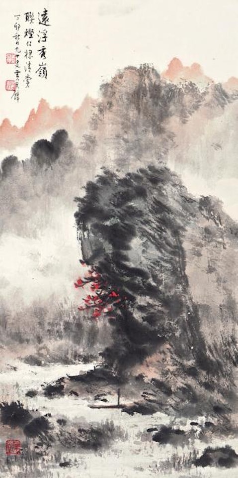 Red Leaves In Verdant Mountains by Huang Junbi