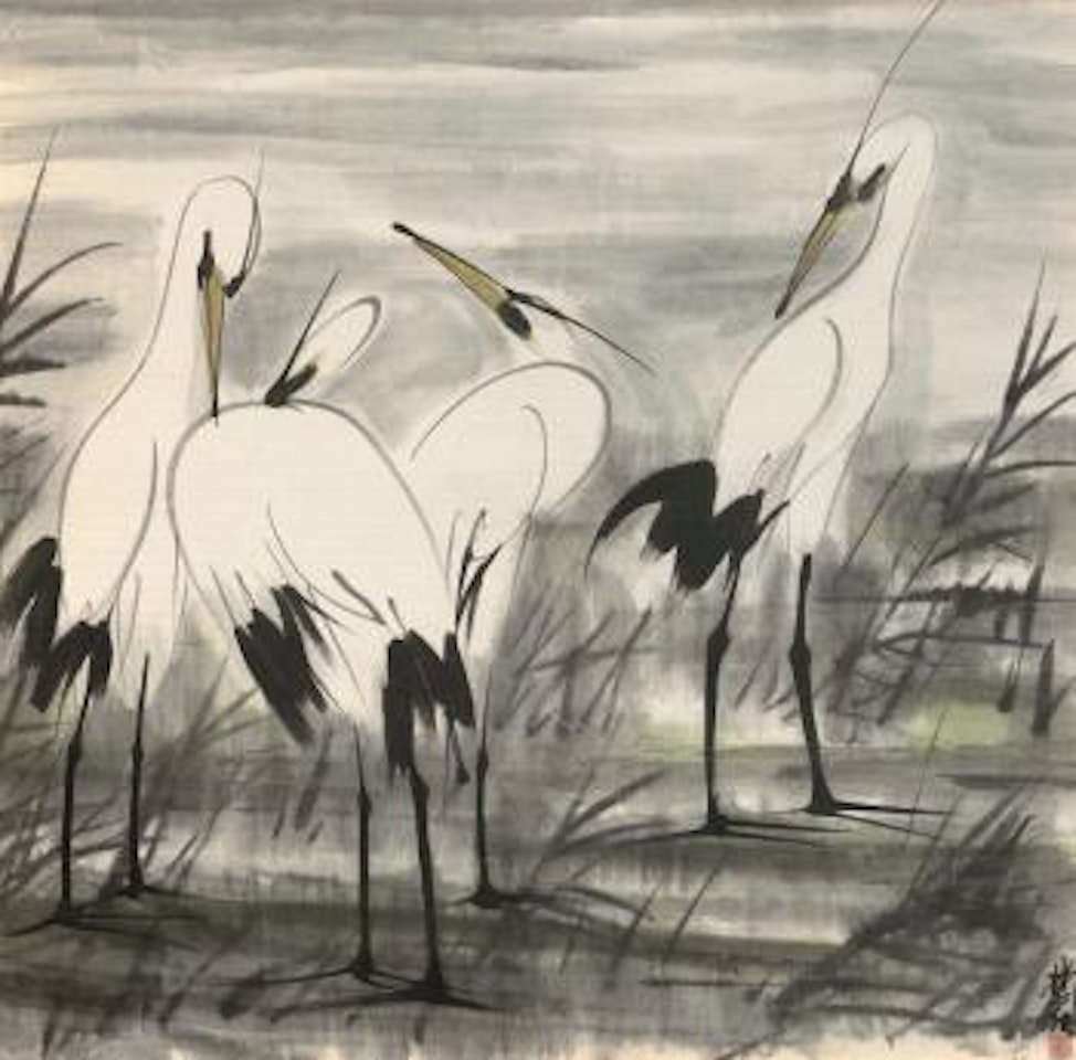 Four Egrets by Lin Fengmian
