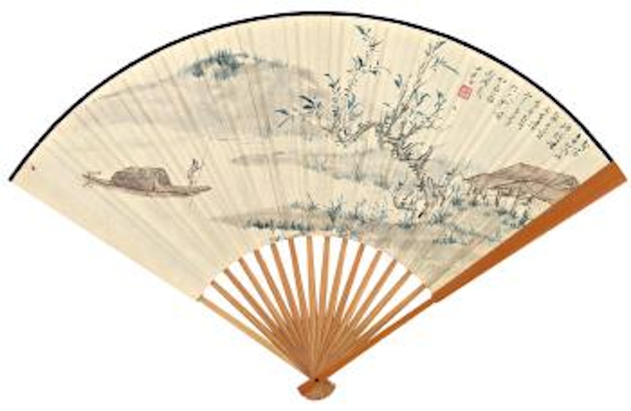 Visiting Friends Across The Lake; Calligraphy by Pu Ru by Shen Yinmo