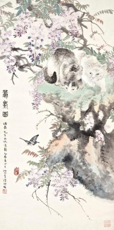 Cat And Butterfly by Lu Yifei