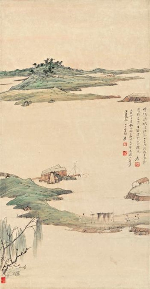 Fishing Village In Eventide by Zhang Daqian