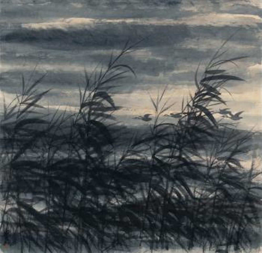 Wild Geese Over Reeds by Lin Fengmian