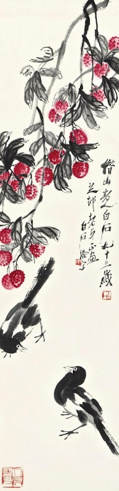 Lychee And Magpies by Qi Baishi
