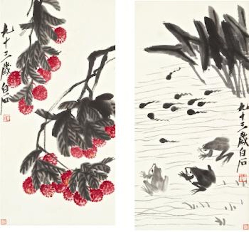 Frogs; Lychee by Qi Baishi