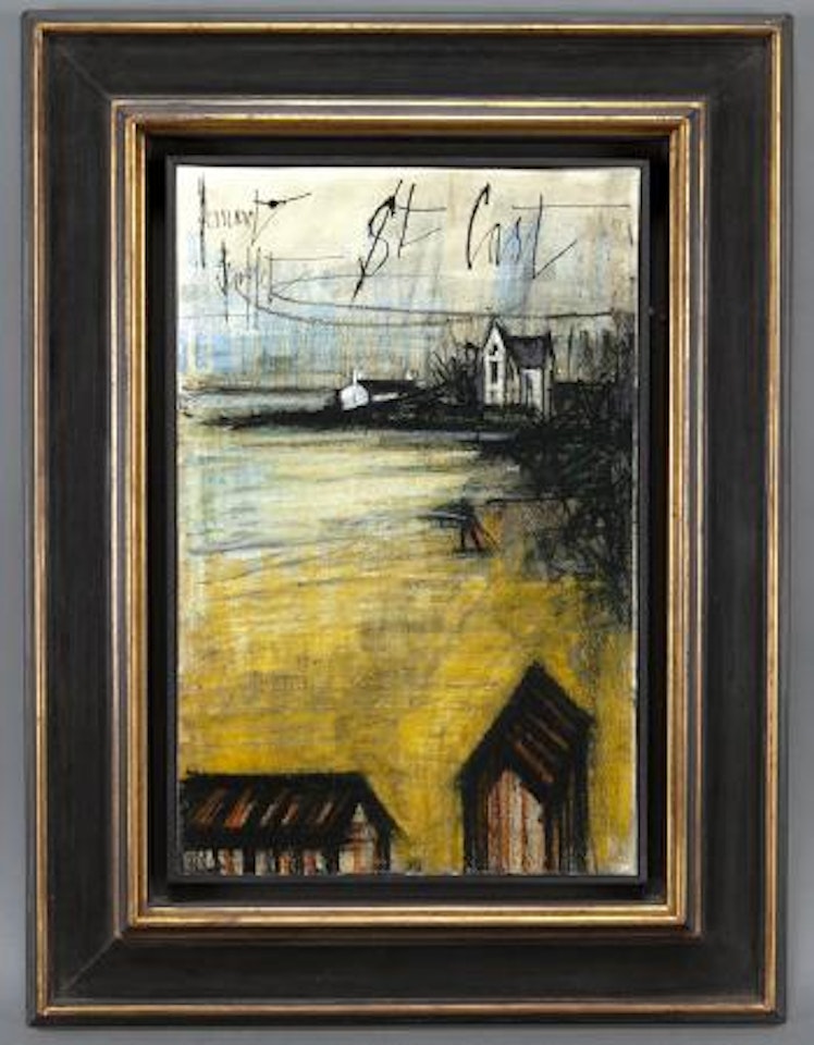 Saint-Cast, cabines et tentessur la plage by Bernard Buffet