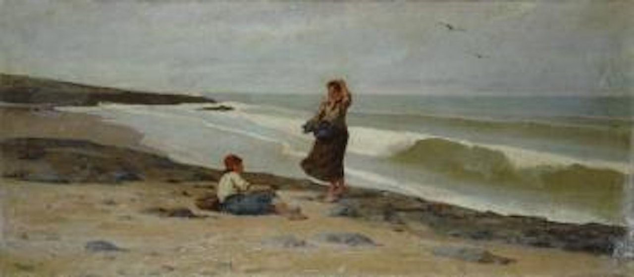 Figure Sulla Spiaggia a Castiglioncello by Luigi Bechi
