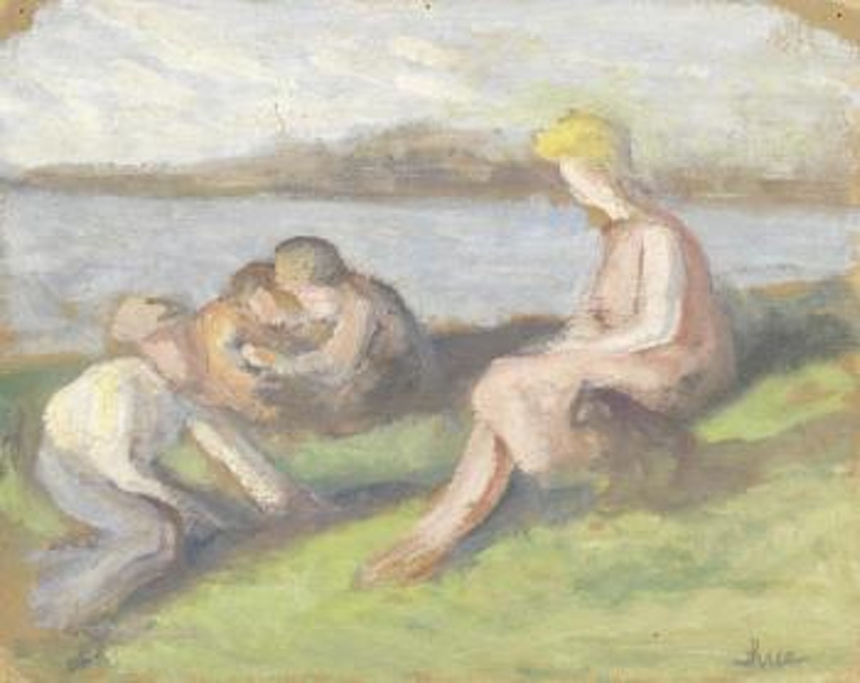 Femme et enfants au bord de l'eau by Maximilien Luce