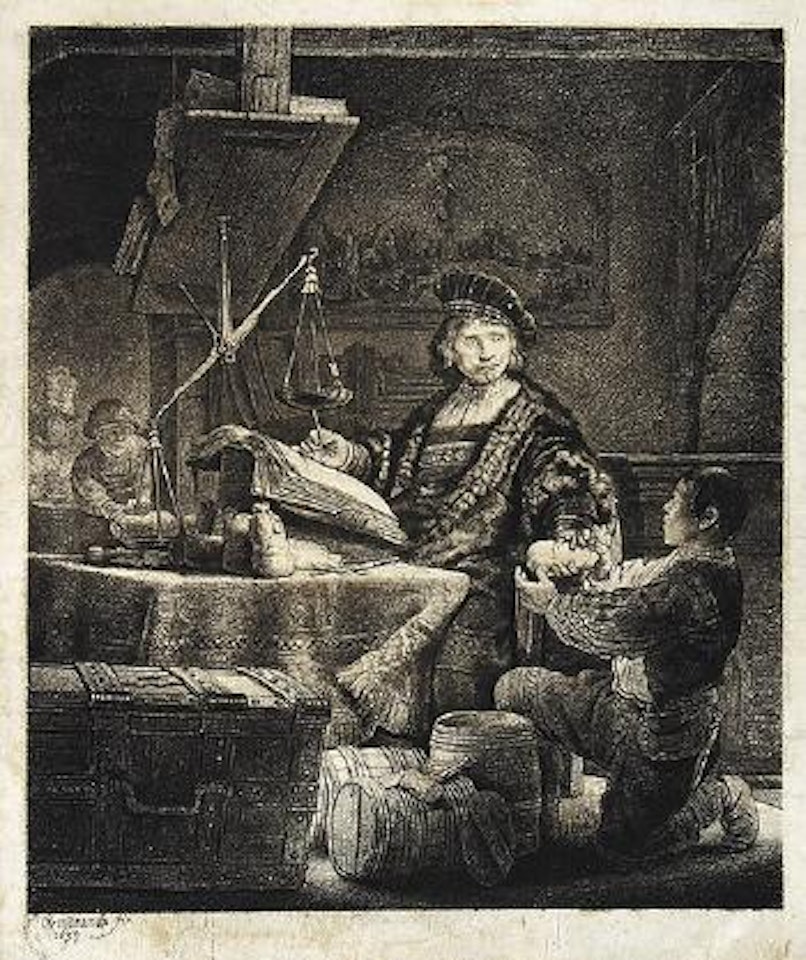 Jan Uijtenbogaert, Gen. Der Goldwäger by Attributed to Rembrandt Harmensz van Rijn
