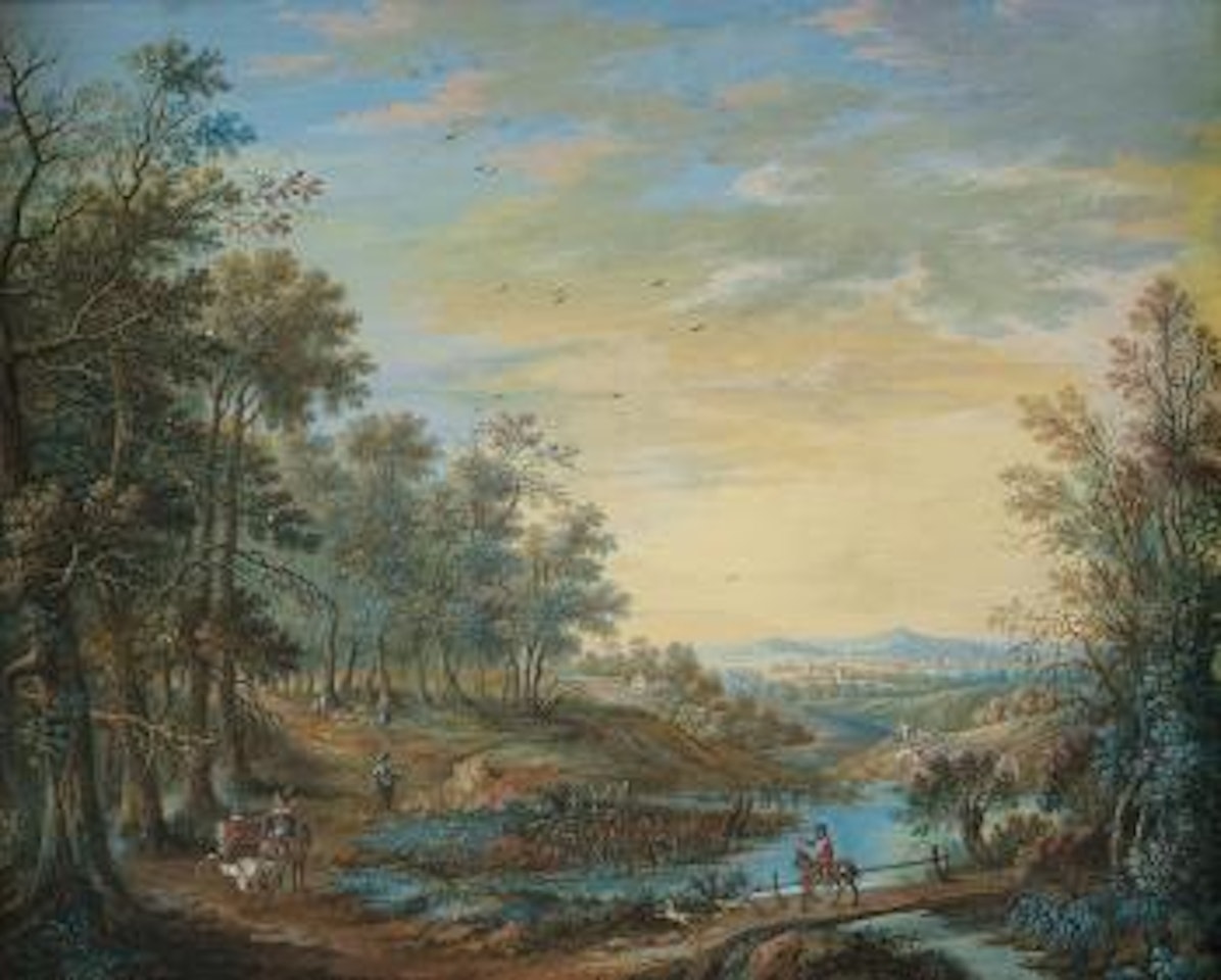 Paesaggio fluviale con figure by Jan Both