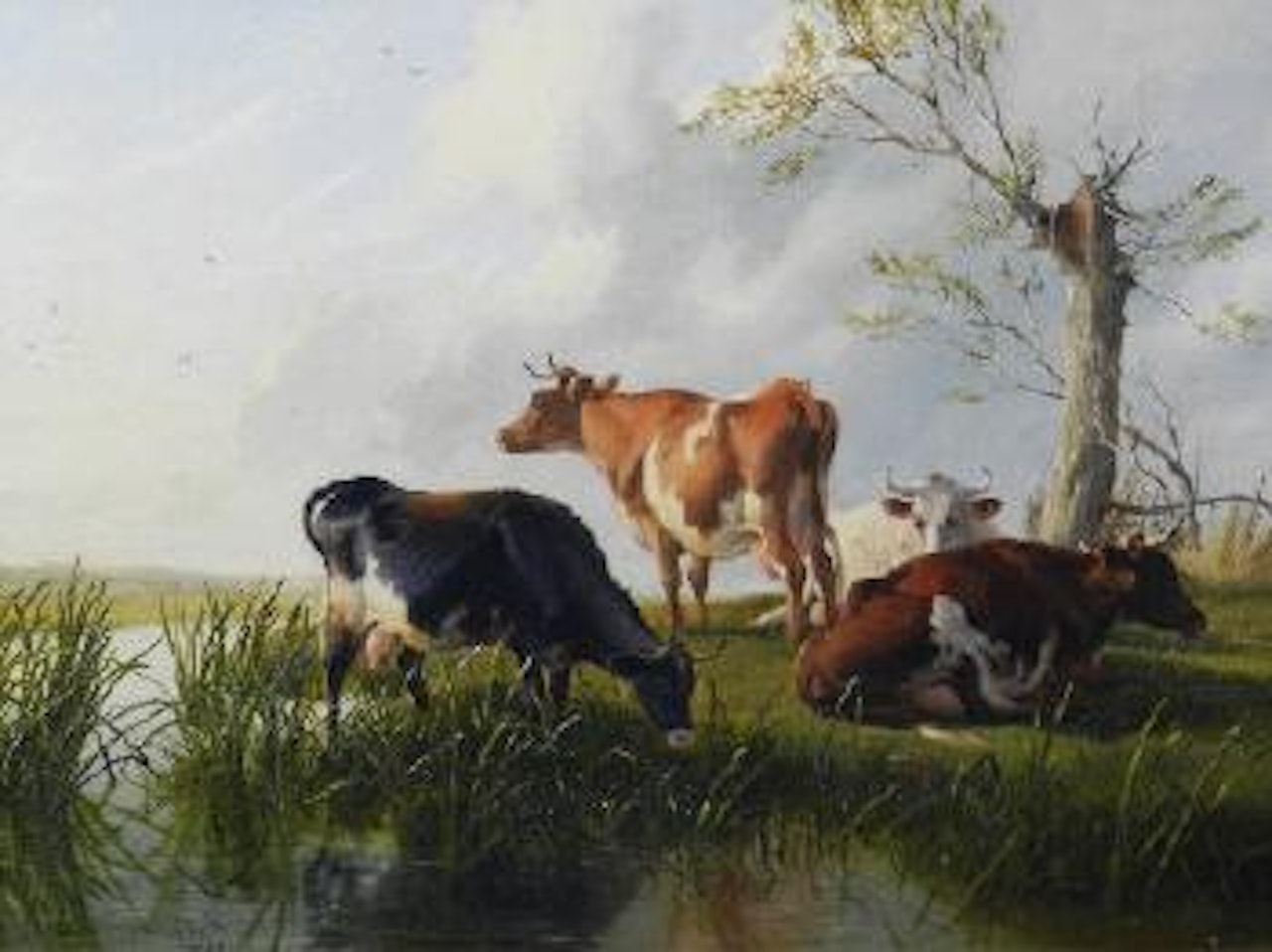 Cattle by a stream by Thomas Sidney Cooper