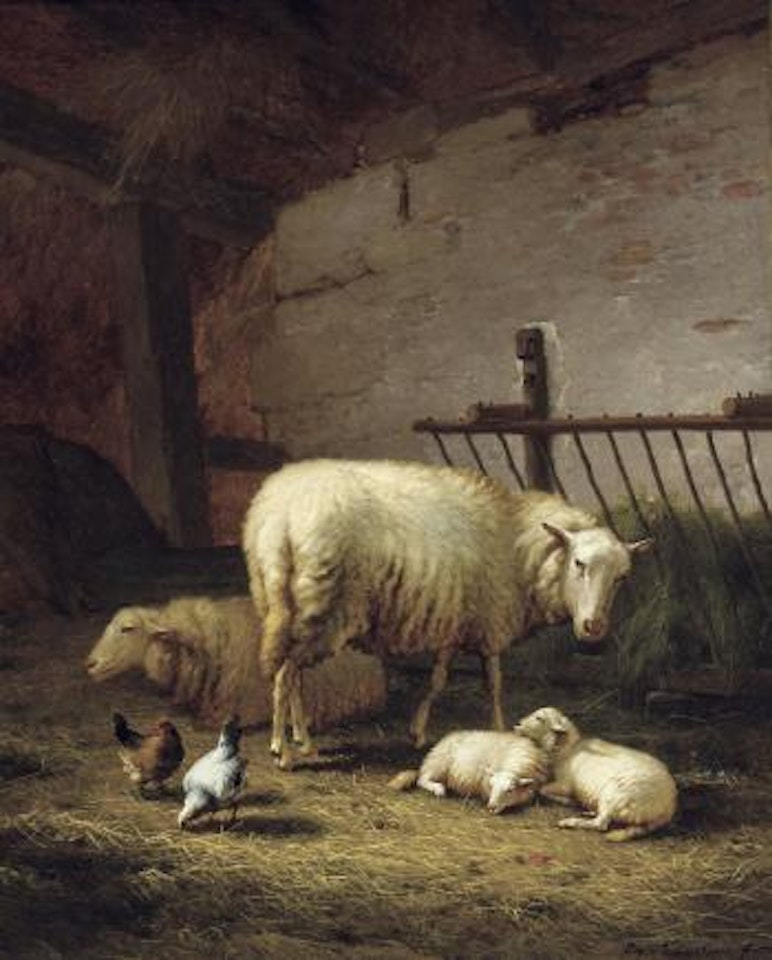 Moederliefde by Eugène Joseph Verboeckhoven