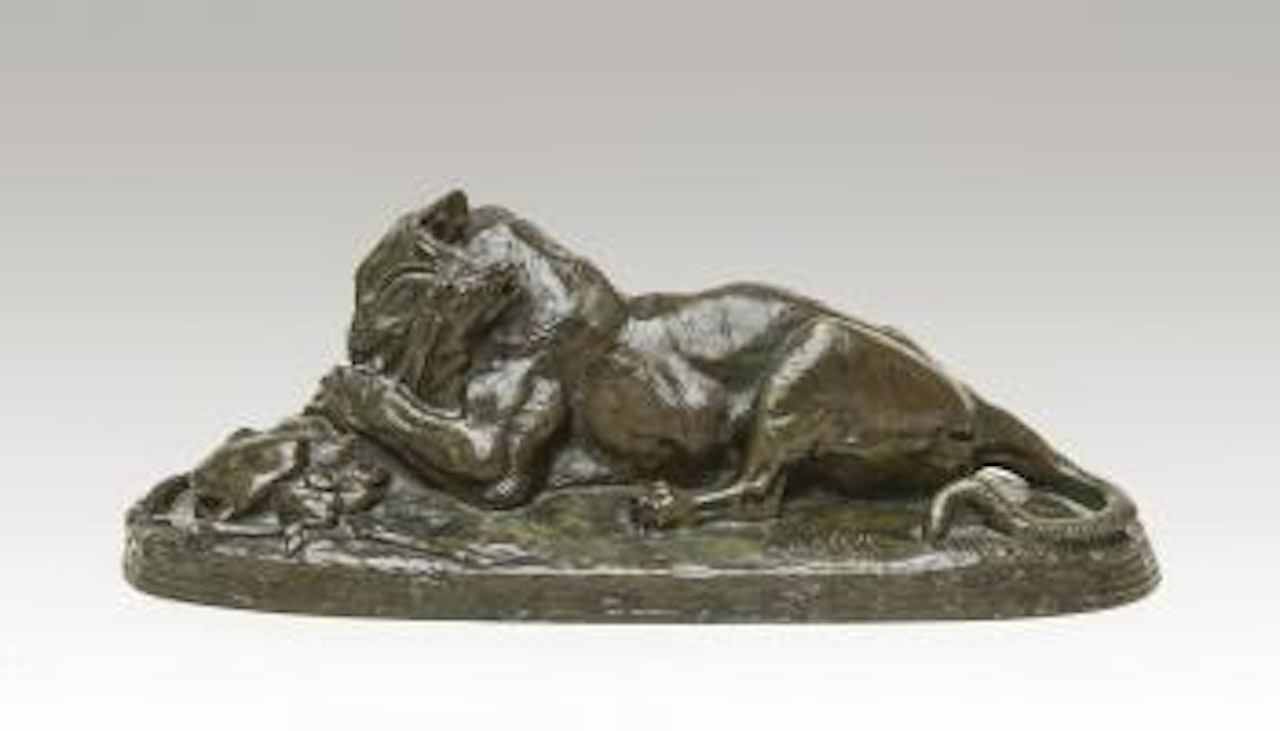 Tigre dévorant une gazelle (première version) by Antoine-Louis Barye