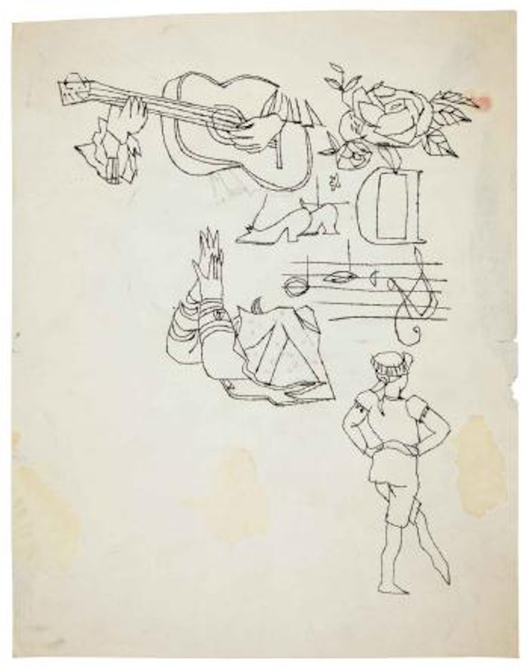 Guitar, Flamenco Figures and Partial Figures by Andy Warhol