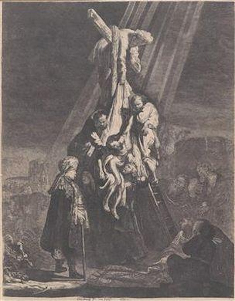The Descent from the Cross (large plate) by Attributed to Rembrandt Harmensz van Rijn