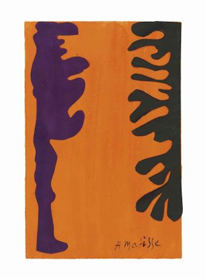 Arabesques noires et violettes sur un fond orange by Henri Matisse