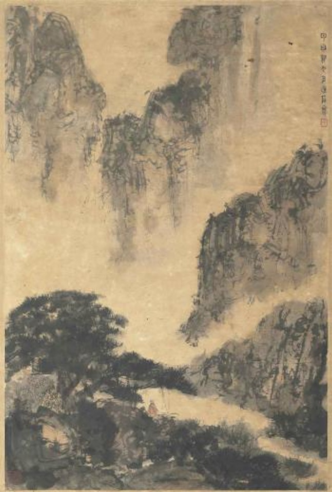 Luohan in Landscape by Fu Baoshi