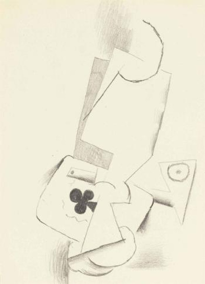 Verre, pipe et carte à jouer (Nature morte à l'as de trèfle) by Pablo Picasso