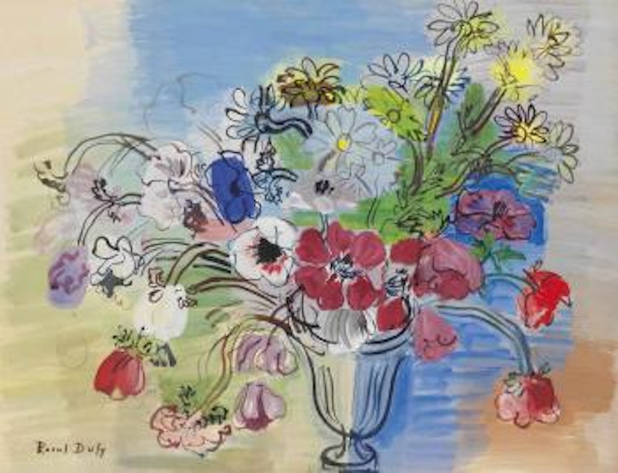 Fleurs, bouquet d'anémones et marguerites by Raoul Dufy