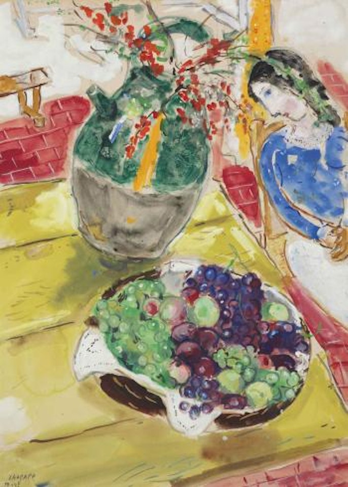 Fruits et fleurs or Nature morte à Gordes by Marc Chagall